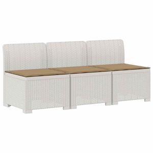 vidaXL Canap&eacute; de jardin 3 places avec coussins look rattan PP Blanc
