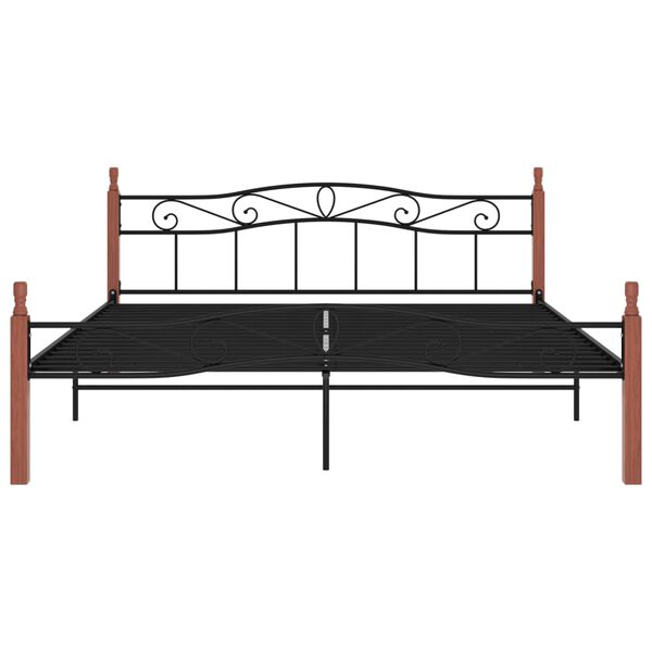 vidaXL Cadre de lit sans matelas noir m&eacute;tal bois ch&ecirc;ne 200x200 cm