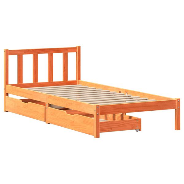 vidaXL Cadre de lit sans matelas cire marron 90x190 cm bois pin massif