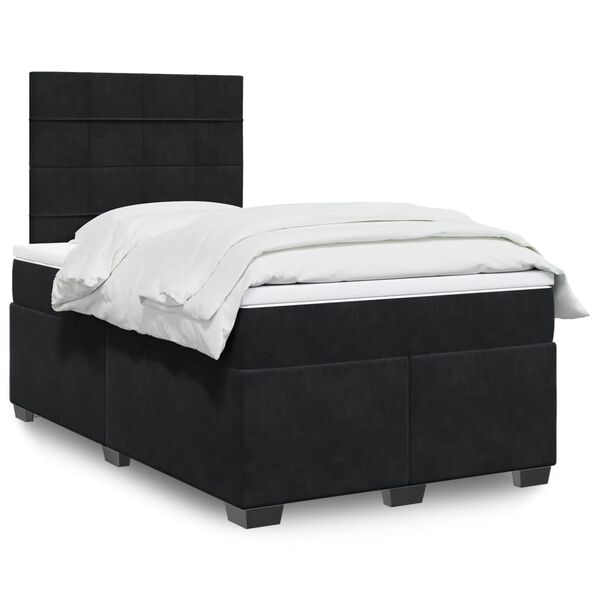 vidaXL Sommier &agrave; lattes de lit avec matelas Noir 120x200 cm Velours
