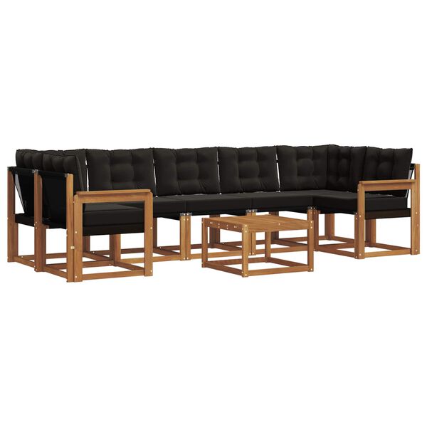 vidaXL Ensemble de canap&eacute;s d'ext&eacute;rieur 8 pcs Naturel et Noir