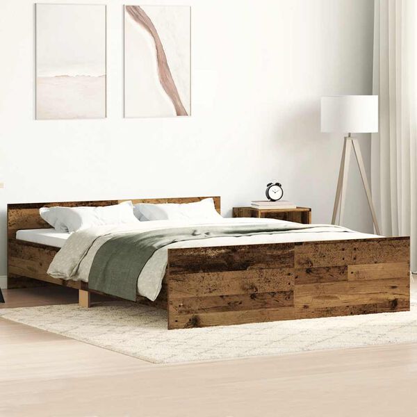 vidaXL Cadre de lit sans matelas vieux bois 140x200 cm bois ing&eacute;nierie