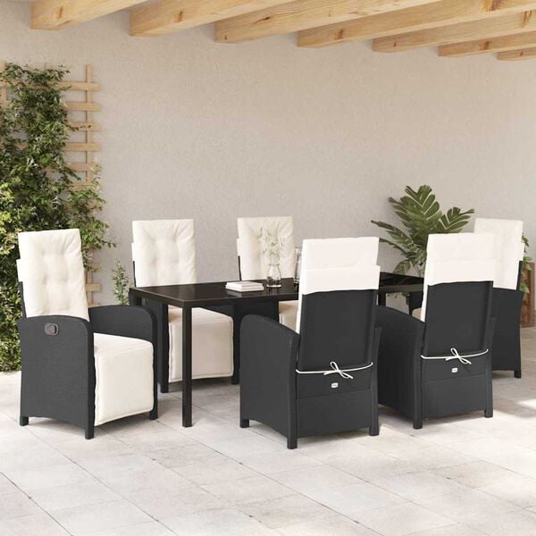 vidaXL Ensemble de salle &agrave; manger pour jardin 7 pcs Noir polyrotin
