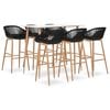vidaXL Ensemble de bar 7 pcs Blanc et noir