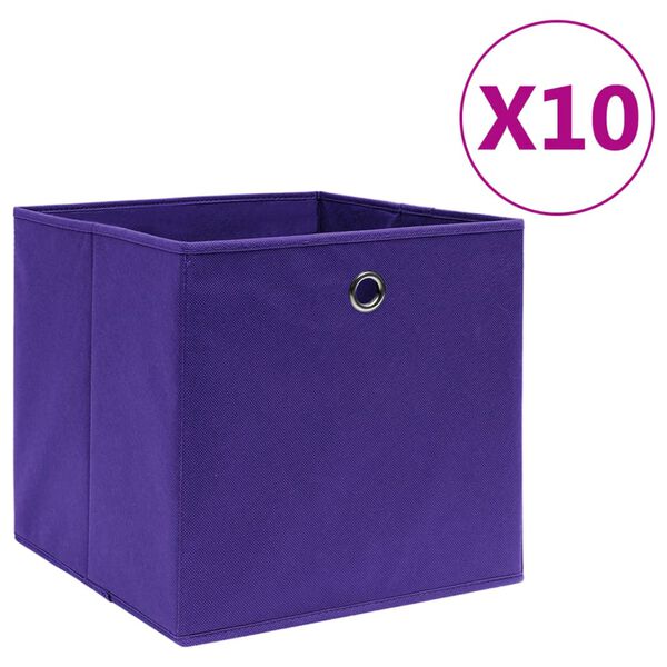 vidaXL Boîtes de rangement 10 pcs Tissu intissé 28x28x28 cm Violet