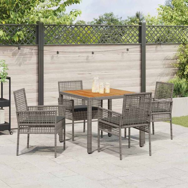 vidaXL Ensemble de salle &agrave; manger pour jardin 5 pcs Gris polyrotin