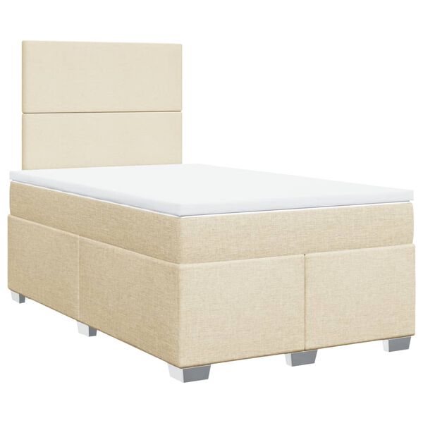 vidaXL Sommier &agrave; lattes de lit avec matelas Cr&egrave;me 120x200 cm Tissu