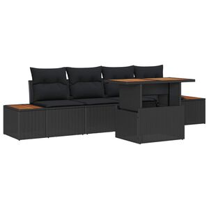 vidaXL Ensemble de canap&eacute; de jardin 5 pc Noir polyrotin