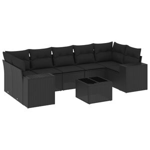 vidaXL Salon de jardin 8 pcs avec coussins noir r&eacute;sine tress&eacute;e