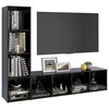 vidaXL Meubles TV 2pcs Noir brillant 142,5x35x36,5cm Bois d'ing&eacute;nierie