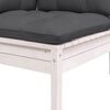 vidaXL Salon de jardin 3 pcs avec coussins Blanc Bois de pin massif
