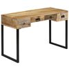 vidaXL Bureau Bois de manguier massif et cuir véritable 117x50x76 cm