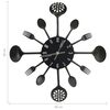 vidaXL Horloge murale et cuill&egrave;re avec fourchette Noir 40 cm Aluminium