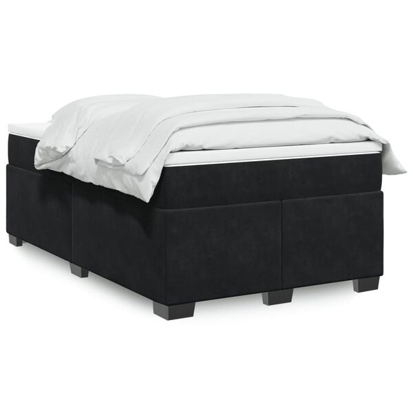 vidaXL Sommier &agrave; lattes de lit avec matelas noir 120x190 cm velours