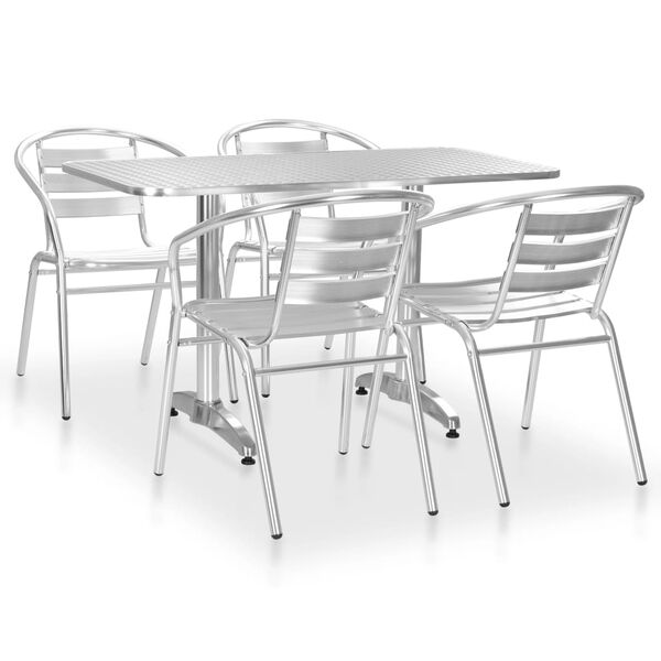vidaXL Ensemble &agrave; manger d'ext&eacute;rieur 5 pcs Aluminium Argent&eacute;