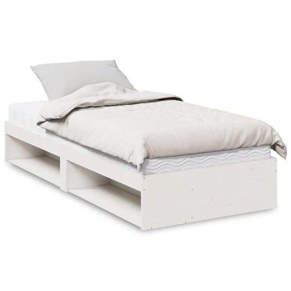 vidaXL Lit de jour avec matelas blanc 100x200 cm bois de pin massif