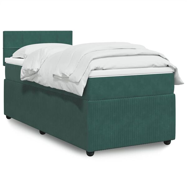 vidaXL Sommier à lattes de lit et matelas Vert foncé 80x200 cm Velours