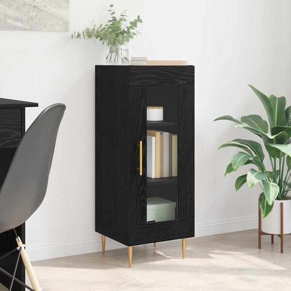 vidaXL Buffet Ch&ecirc;ne noir 34 x 34,5 x 90 cm Bois d'ing&eacute;nierie