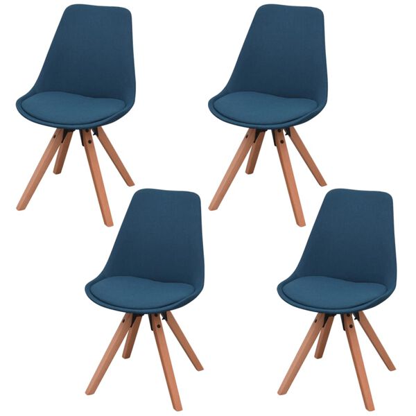 vidaXL Chaises &agrave; manger lot de 4 bleu tissu