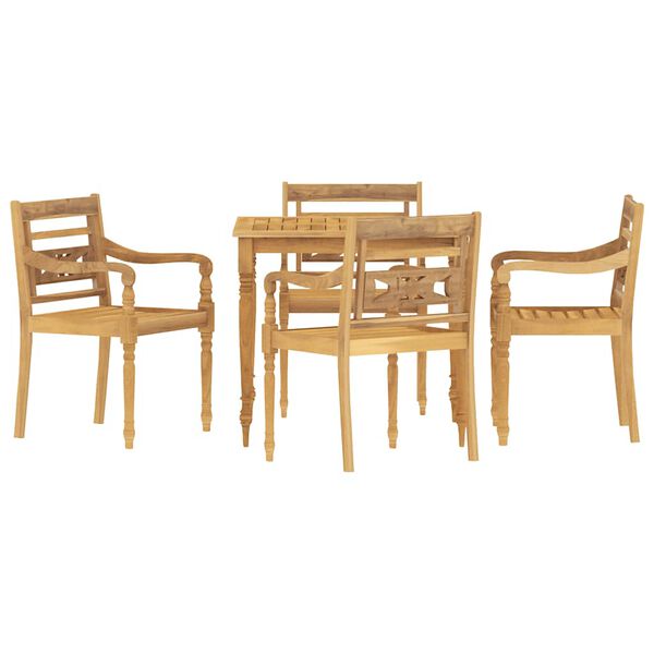 vidaXL Ensemble &agrave; manger de jardin 5 pcs Bois de teck massif