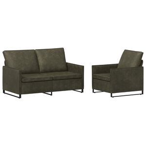 vidaXL Ensemble de Canap&eacute;s 2 pcs Vert arm&eacute;e Tissu en su&egrave;de synth&eacute;tique