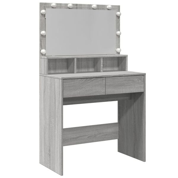 vidaXL Coiffeuse avec LED sonoma gris 80x41x134,5 cm