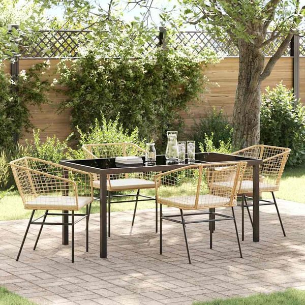 vidaXL Ensemble de salle &agrave; manger pour jardin 5 pcs Marron polyrotin
