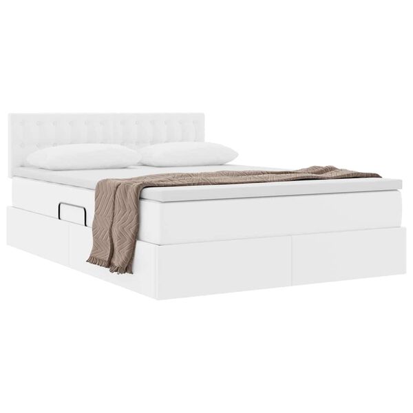 vidaXL Lit avec rangement et matelas Blanc pur 140 x 200 cm