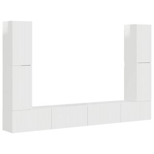 vidaXL Ensemble meuble TV 8 pcs Blanc brillant Bois d'ing&eacute;nierie
