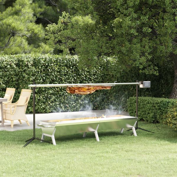 vidaXL Plateau pour barbecue Argent&eacute; 158x42x31 cm Acier inoxydable