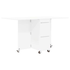 vidaXL Table &agrave; d&icirc;ner 140 x 80 x 77 cm Bois d'ing&eacute;nierie Blanc