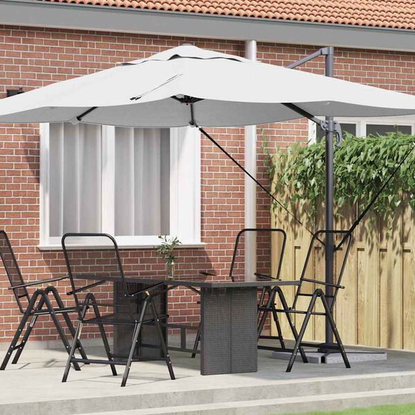 vidaXL Parasol Roma à Bras Déporté Beige et Noir 352 x 251 x 260 cm