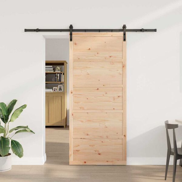 vidaXL Porte coulissante Marron 90 x 208 cm Bois de pin massif
