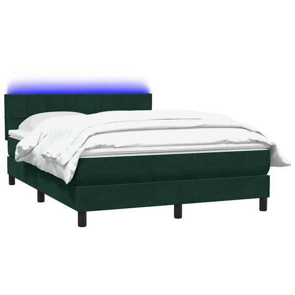 vidaXL Sommier &agrave; lattes de lit et matelas et LED vert fonc&eacute; 160x220cm velours
