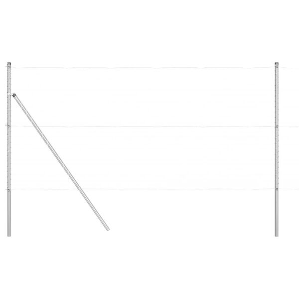 vidaXL Poteau de cl&ocirc;ture. 7 pcs Argent&eacute; Acier