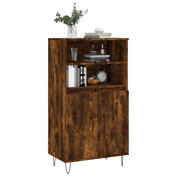 vidaXL Buffet haut Chêne fumé 60x36x110 cm Bois d'ingénierie