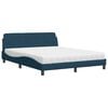 vidaXL Lit avec matelas Dover bleu 160x200 cm velours