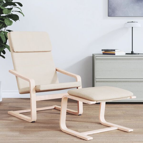 vidaXL Chaise de relaxation Cr&egrave;me Tissu