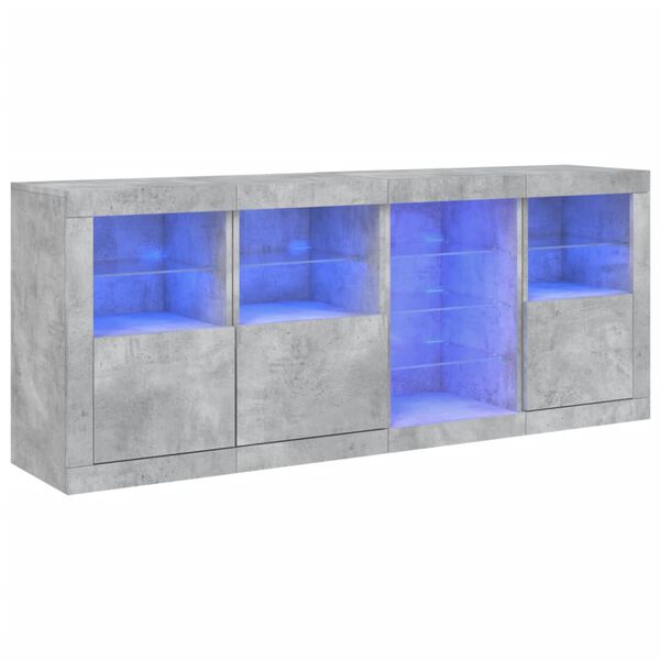 vidaXL Buffet avec lumières LED gris béton 164x37x67 cm