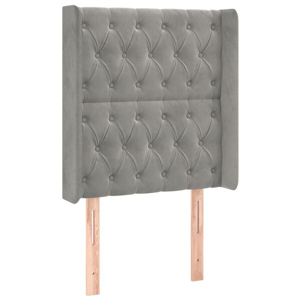 vidaXL T&ecirc;te de lit &agrave; LED Gris clair 83x16x118/128 cm Velours