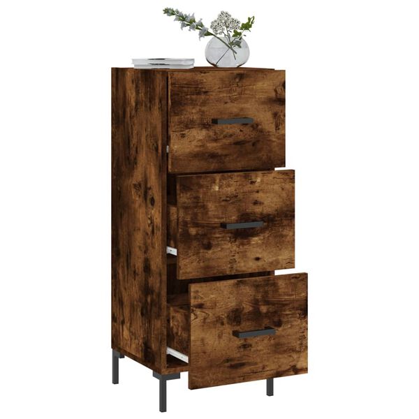 vidaXL Buffet Ch&ecirc;ne fum&eacute; 34,5x34x90 cm Bois d'ing&eacute;nierie
