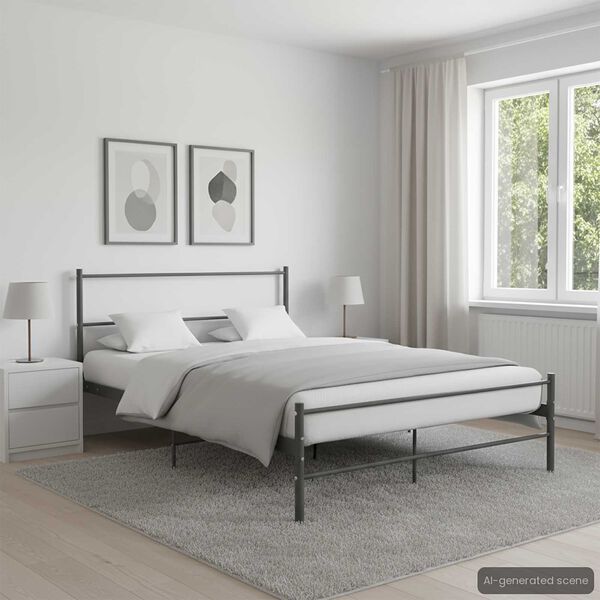 vidaXL Cadre de lit sans matelas gris m&eacute;tal 120x200 cm