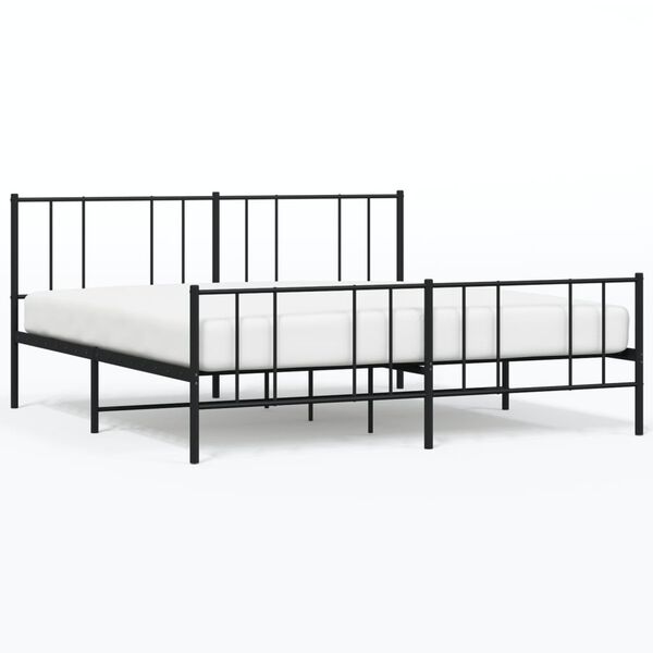 vidaXL Cadre de lit m&eacute;tal sans matelas avec pied de lit noir 200x200cm