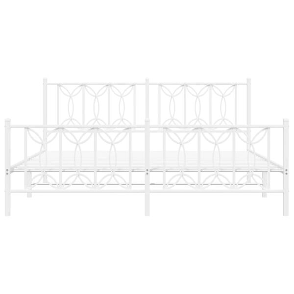 vidaXL Cadre de lit m&eacute;tal sans matelas et pied de lit blanc 183x213 cm