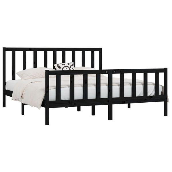 vidaXL Cadre de lit sans matelas noir 200x200 cm bois massif