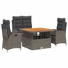 vidaXL Ensemble &agrave; manger jardin 4pcs et coussins Gris R&eacute;sine tress&eacute;e