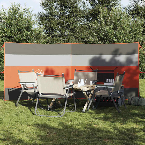 vidaXL Brise-vent de camping gris et orange 340x130 cm imperm&eacute;able