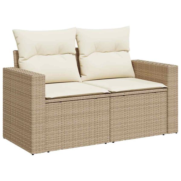 vidaXL Salon de jardin avec coussins 9 pcs beige r&eacute;sine tress&eacute;e