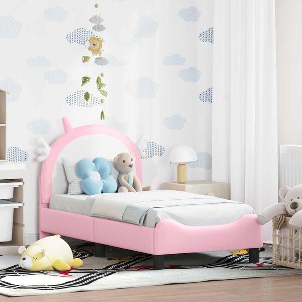 vidaXL Cadre de lit pour tout-petit avec t&ecirc;te de lit Rose 70 x 140 cm