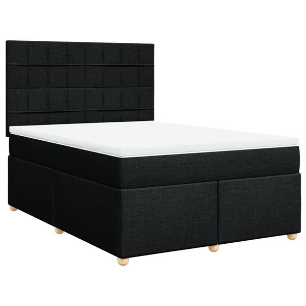 vidaXL Sommier &agrave; lattes de lit avec matelas Noir 140x190 cm Tissu